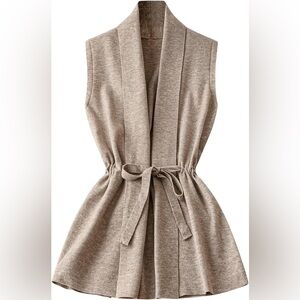 NWOT Beige Sleeveless Cardigan Vest